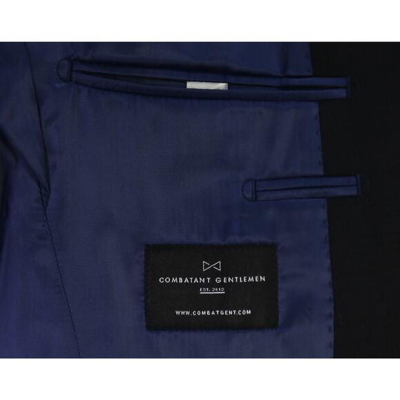 Combatant Gentlemen Solid Black 2-Btn Wool Blazer Jacket Tailored Fit 38S New - Picture 9 of 10
